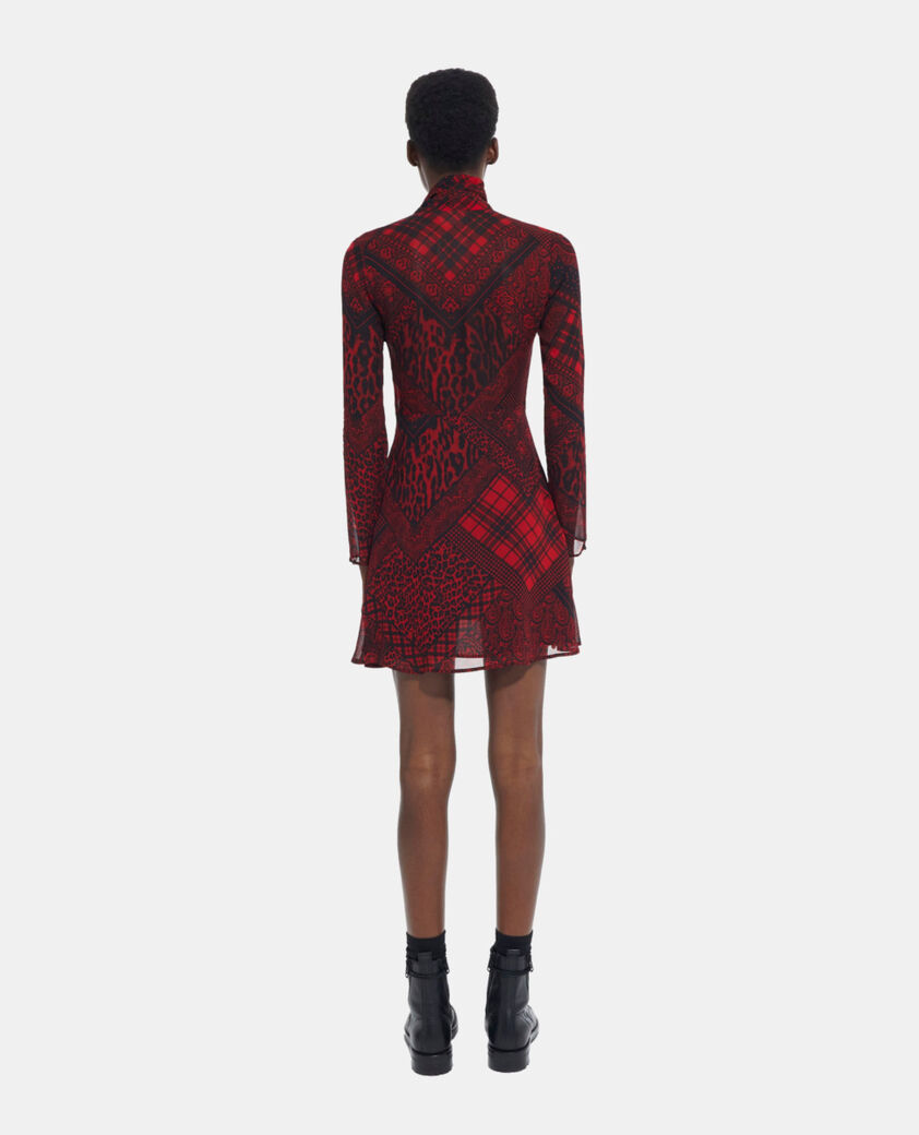 The Kooples WOMEN RED / BLACK short red printed dress