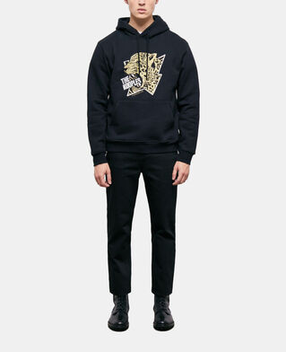The Kooples MEN BLACK-ANTIC GOLD hoodie with a tiger screen print