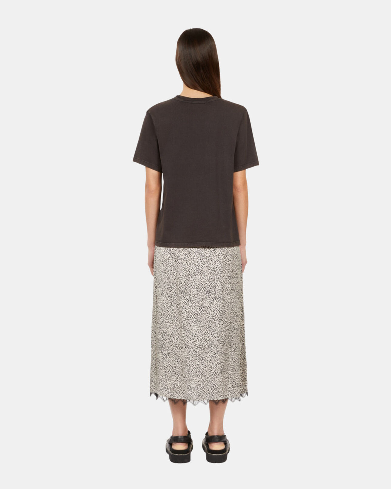 The Kooples WOMEN CARBONE carbon grey t-shirt with blazon serigraphy