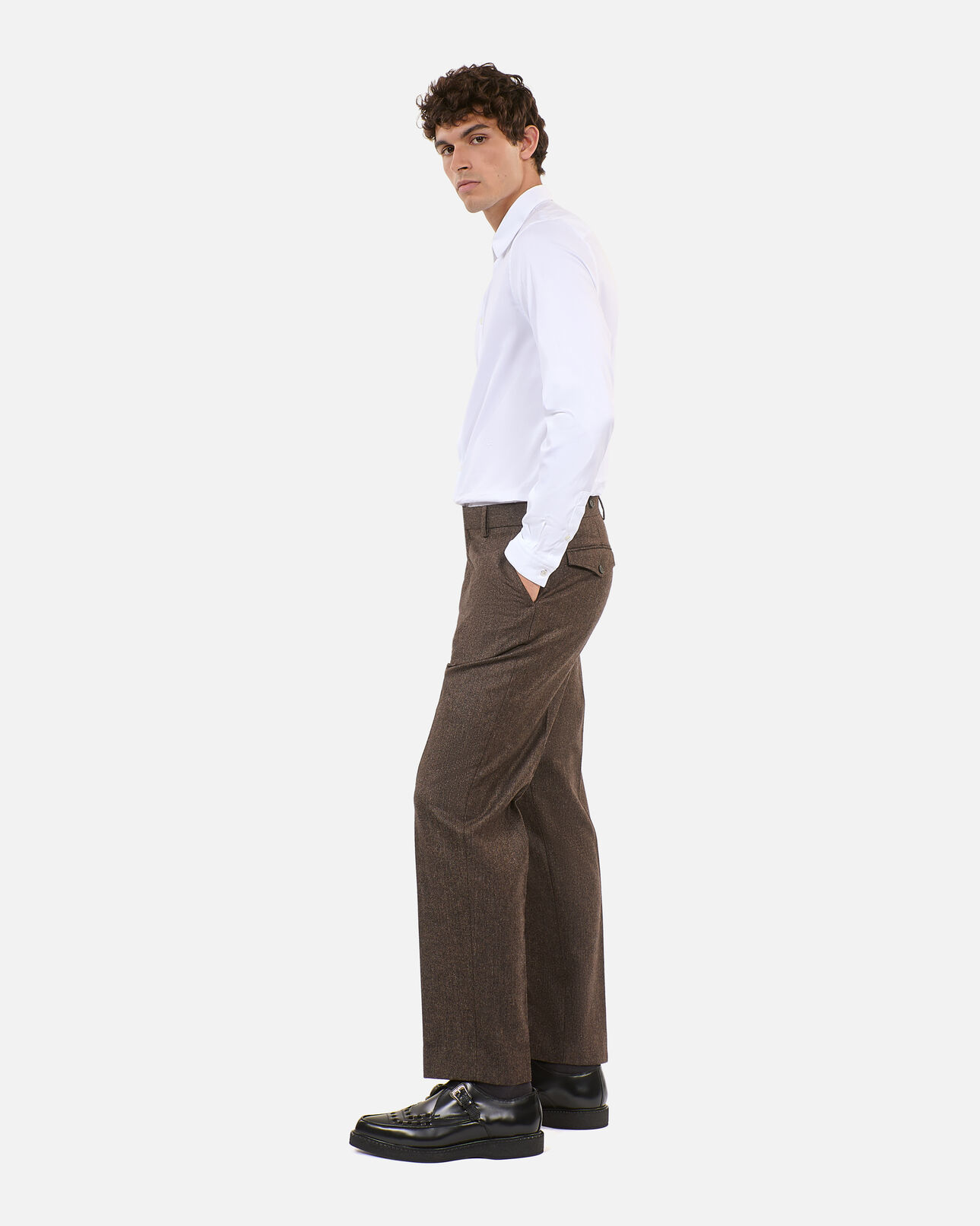 The Kooples MEN BROWN brown wool-blend suit trousers