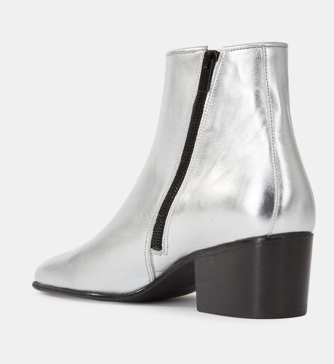 Silver leather boots clearance