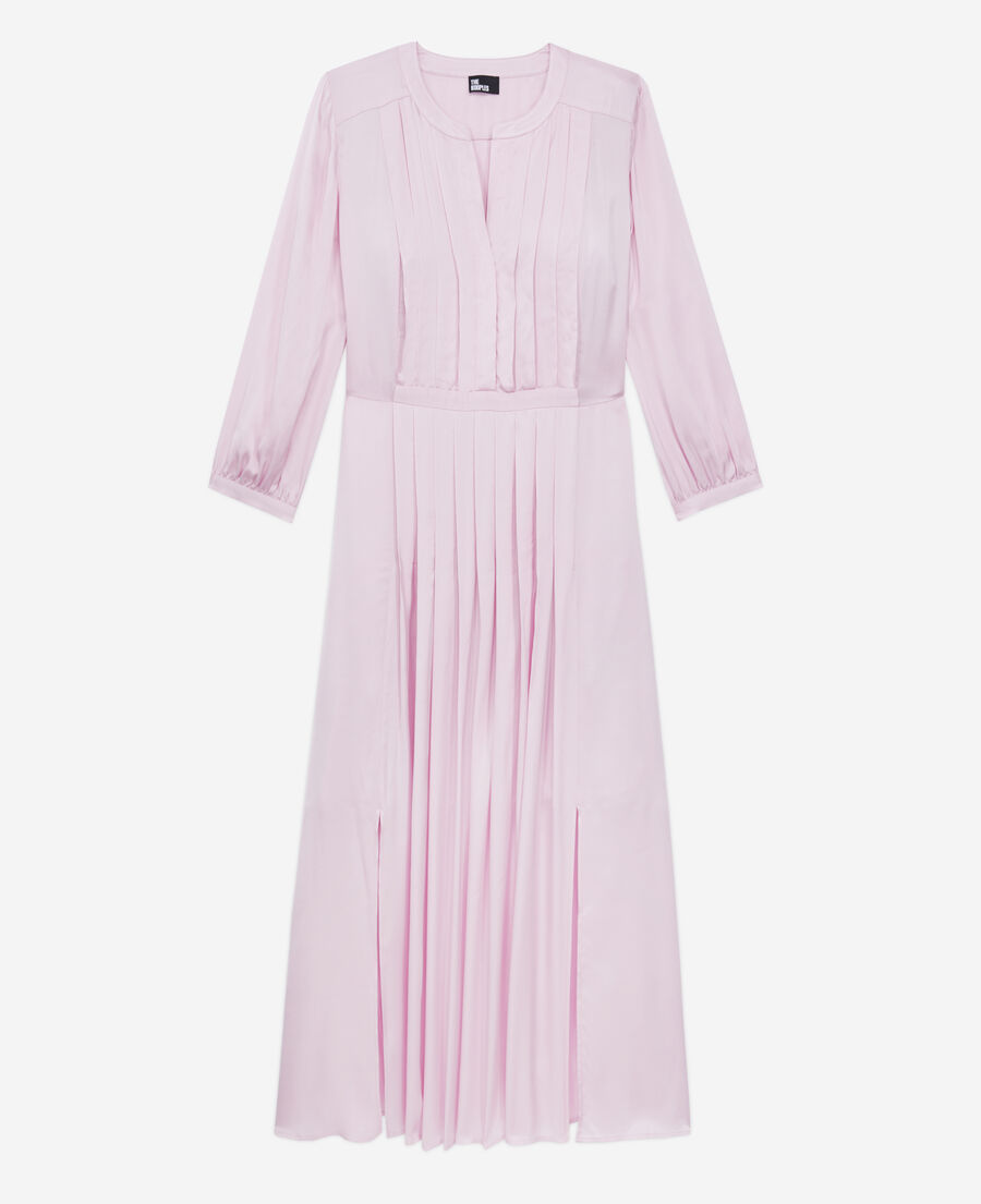 robe longue rose avec plissage