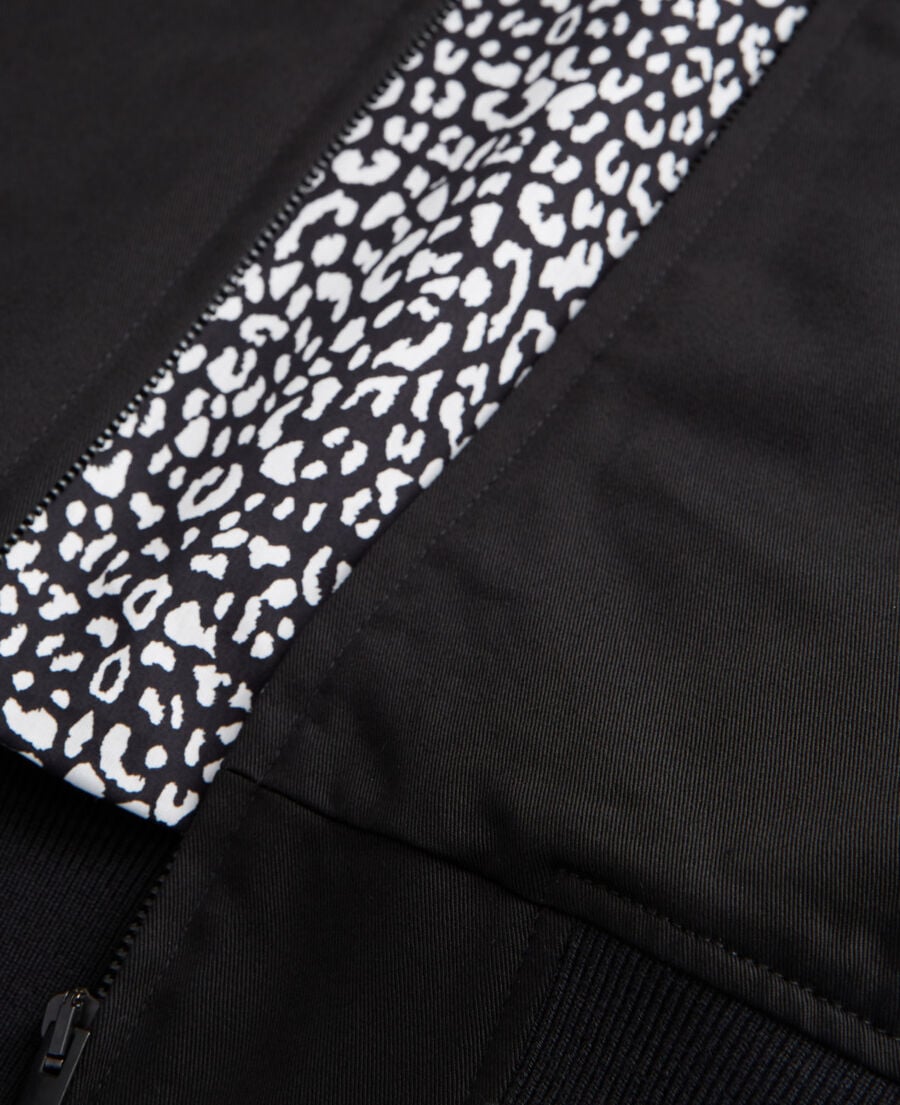 The Kooples HERREN BLACK schwarze gefütterte jacke mit leopardenprint