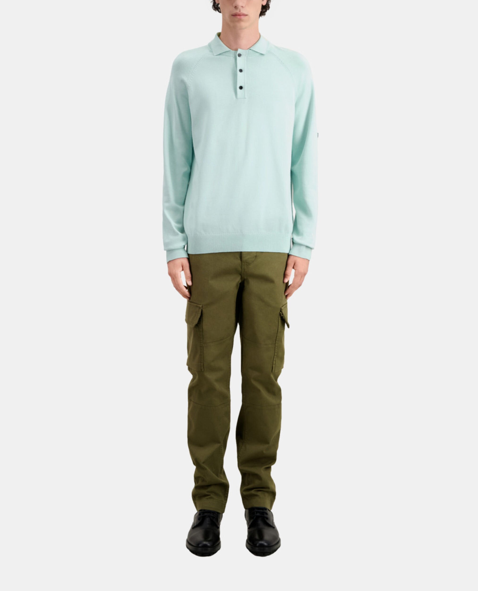 Green knit polo t-shirt, OCEAN, hi-res image number null