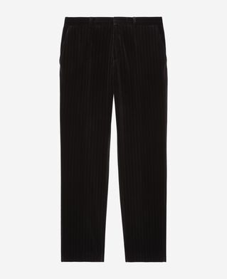 The Kooples MEN BLACK straight black velvet suit pants