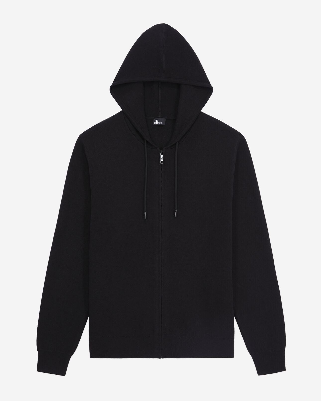 The Kooples HOMME BLACK - RED cardigan à capuche noir en mélange de laine