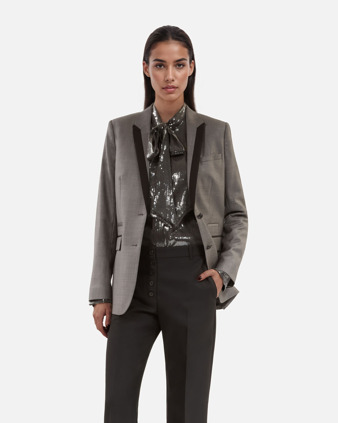 The Kooples FEMME DARK GREY veste tailleur droite grise