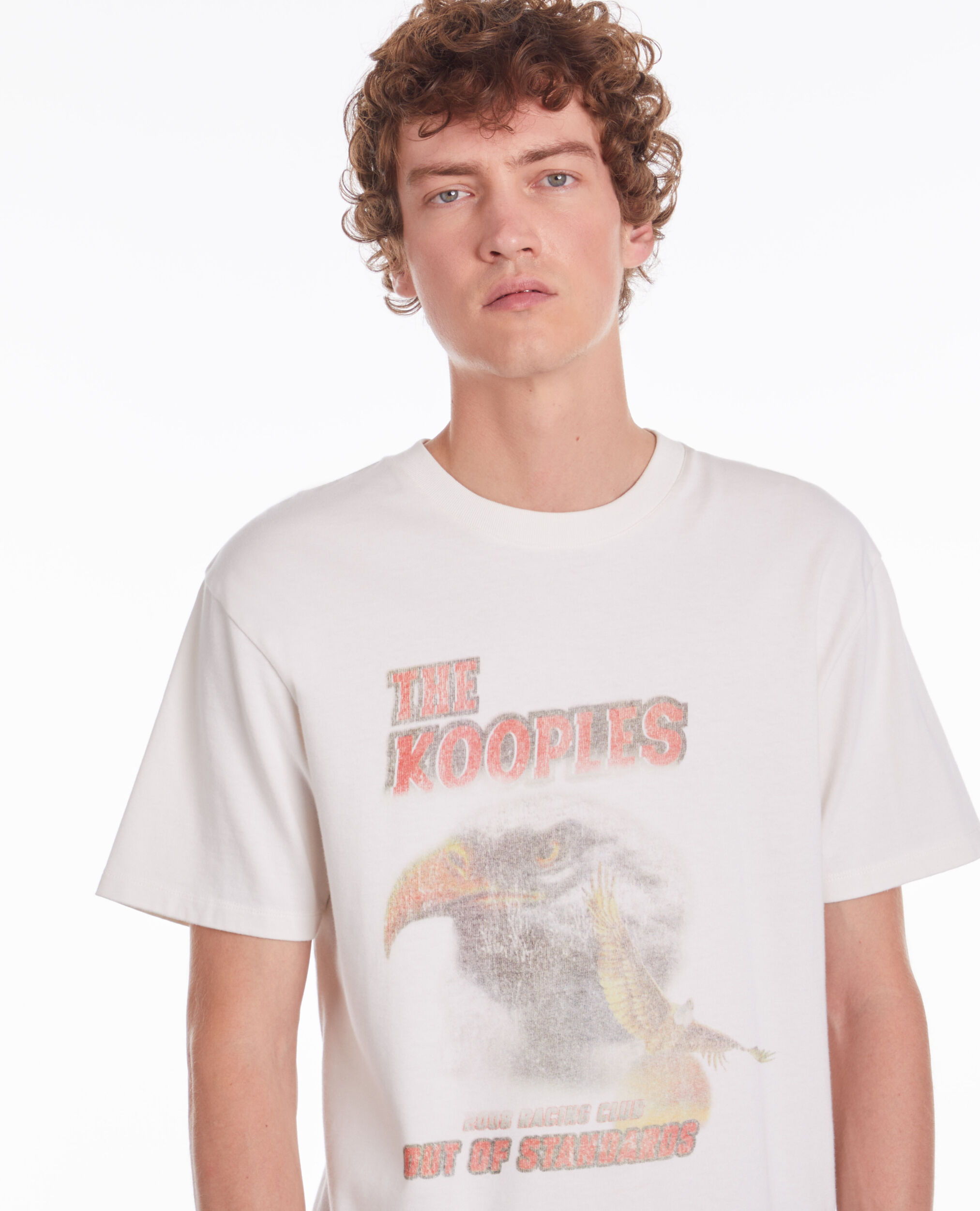 Men's ecru t-shirt with eagle serigraphy, ECRU, hi-res image number null
