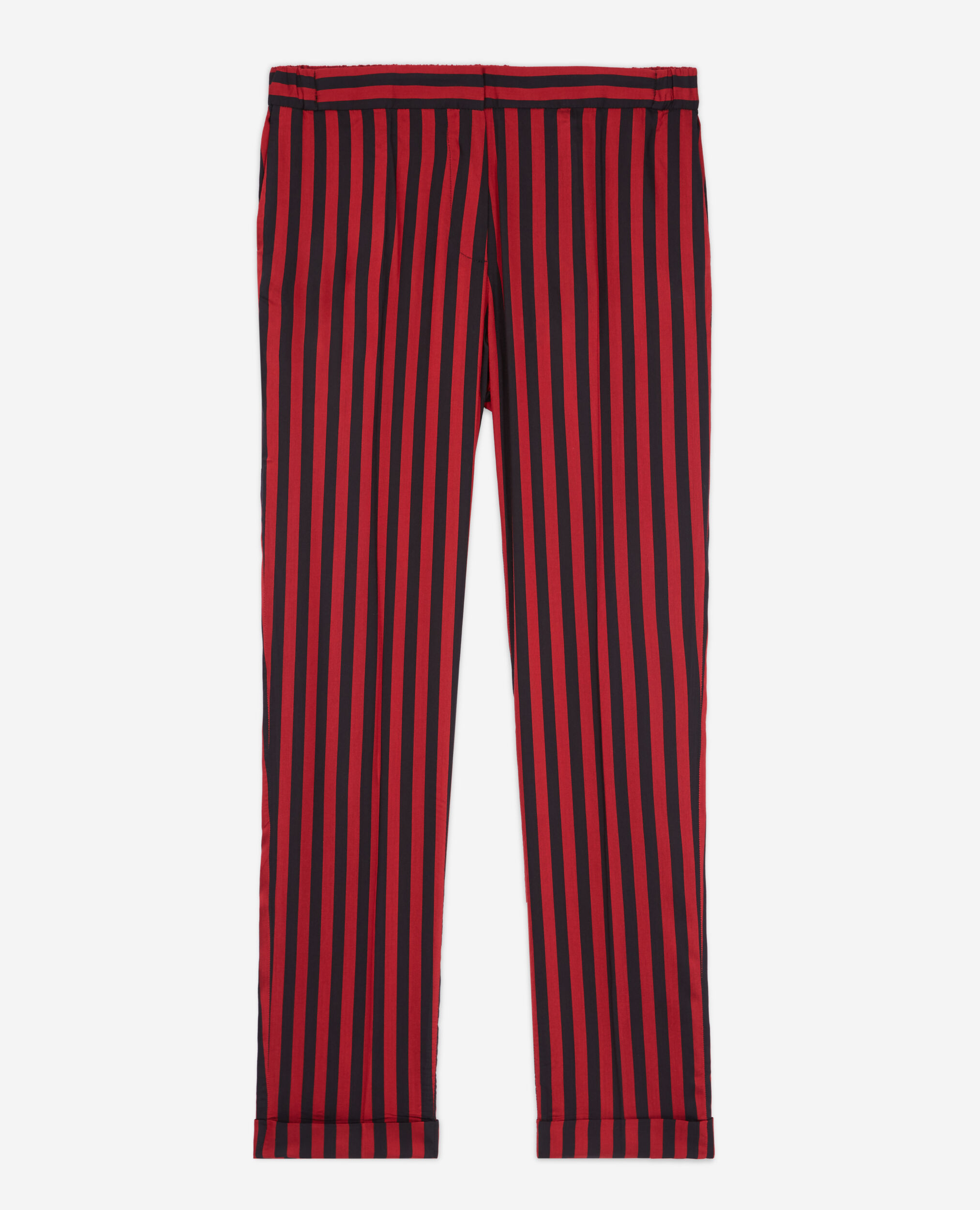 Black and top red striped pants