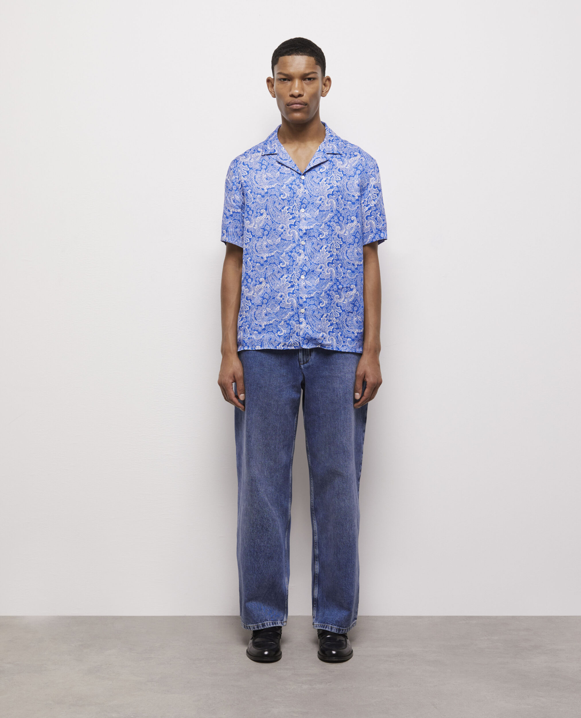 Chemise imprimée bleue, BLUE, hi-res image number null