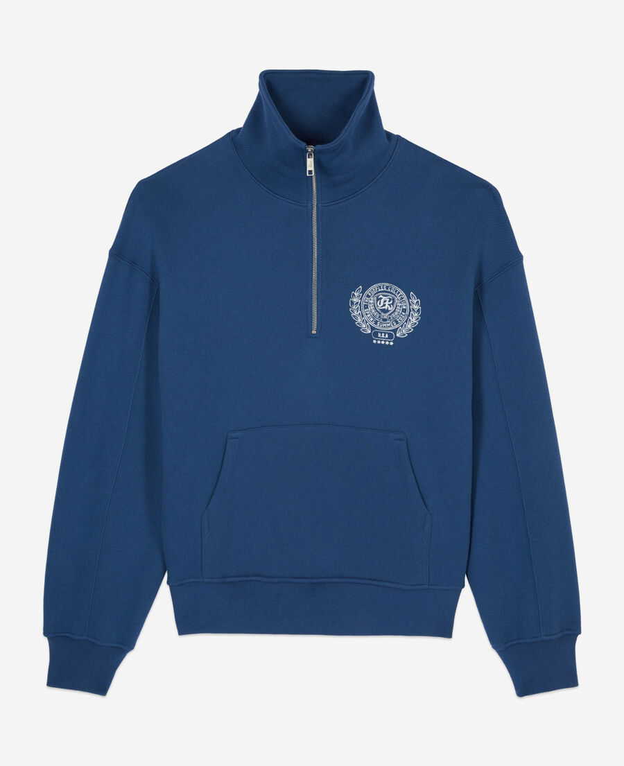 The Kooples HERREN MIDDLE NAVY königsblaues sweatshirt mit wappen-siebdruck