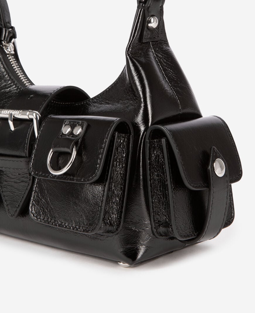 The Kooples FEMME BLACK sac amelia small en cuir craquelé noir