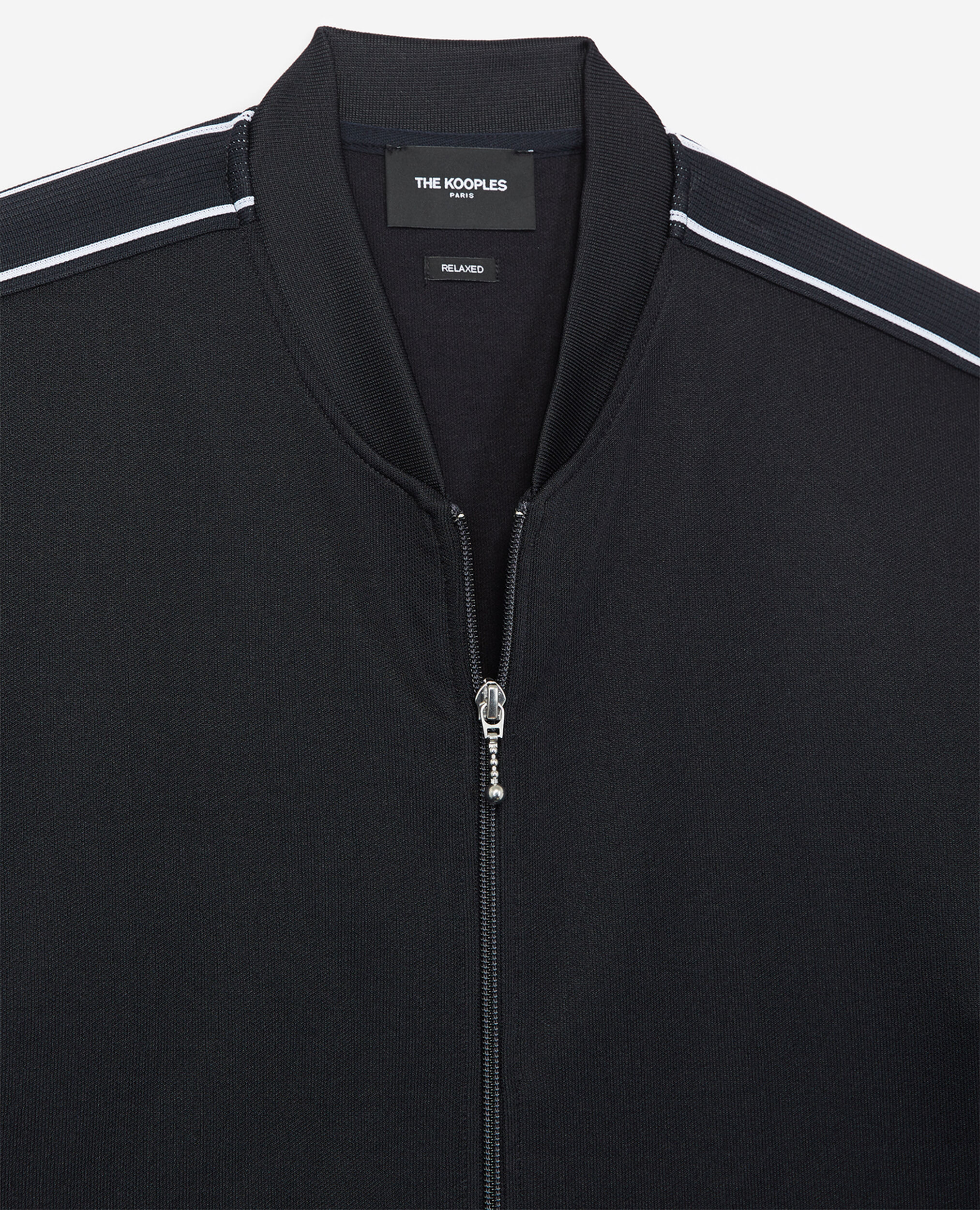 Sweater with trucker collar and stripe, NAVY, hi-res image number null