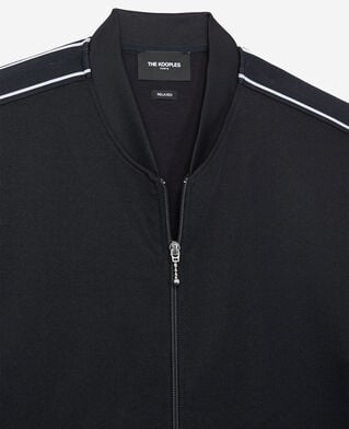 The Kooples H NAVY sweater with trucker collar and stripe