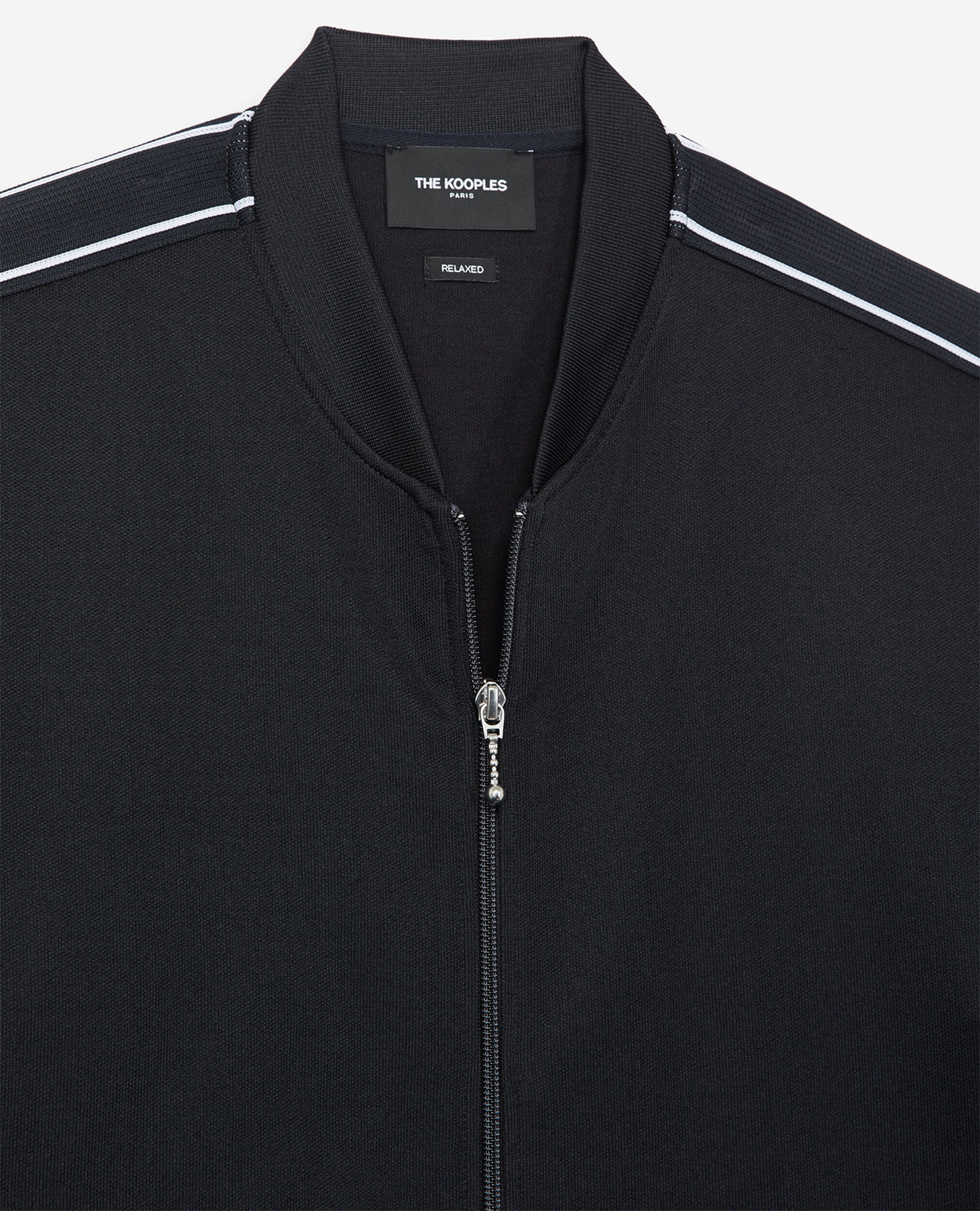 Sweater with trucker collar and stripe, NAVY, hi-res image number null
