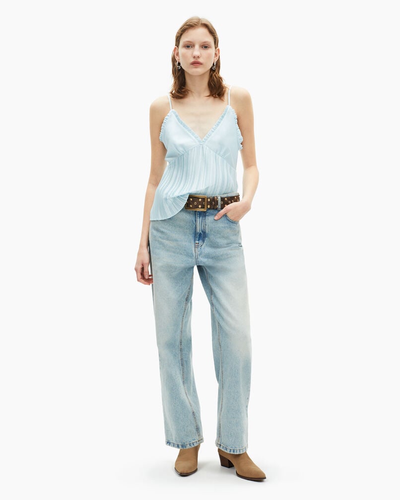 The Kooples FEMME BABY BLUE caraco plissé bleu