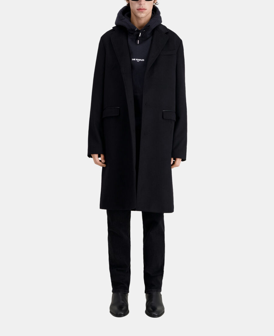 The Kooples HERREN BLACK langer schwarzer mantel aus kaschmir