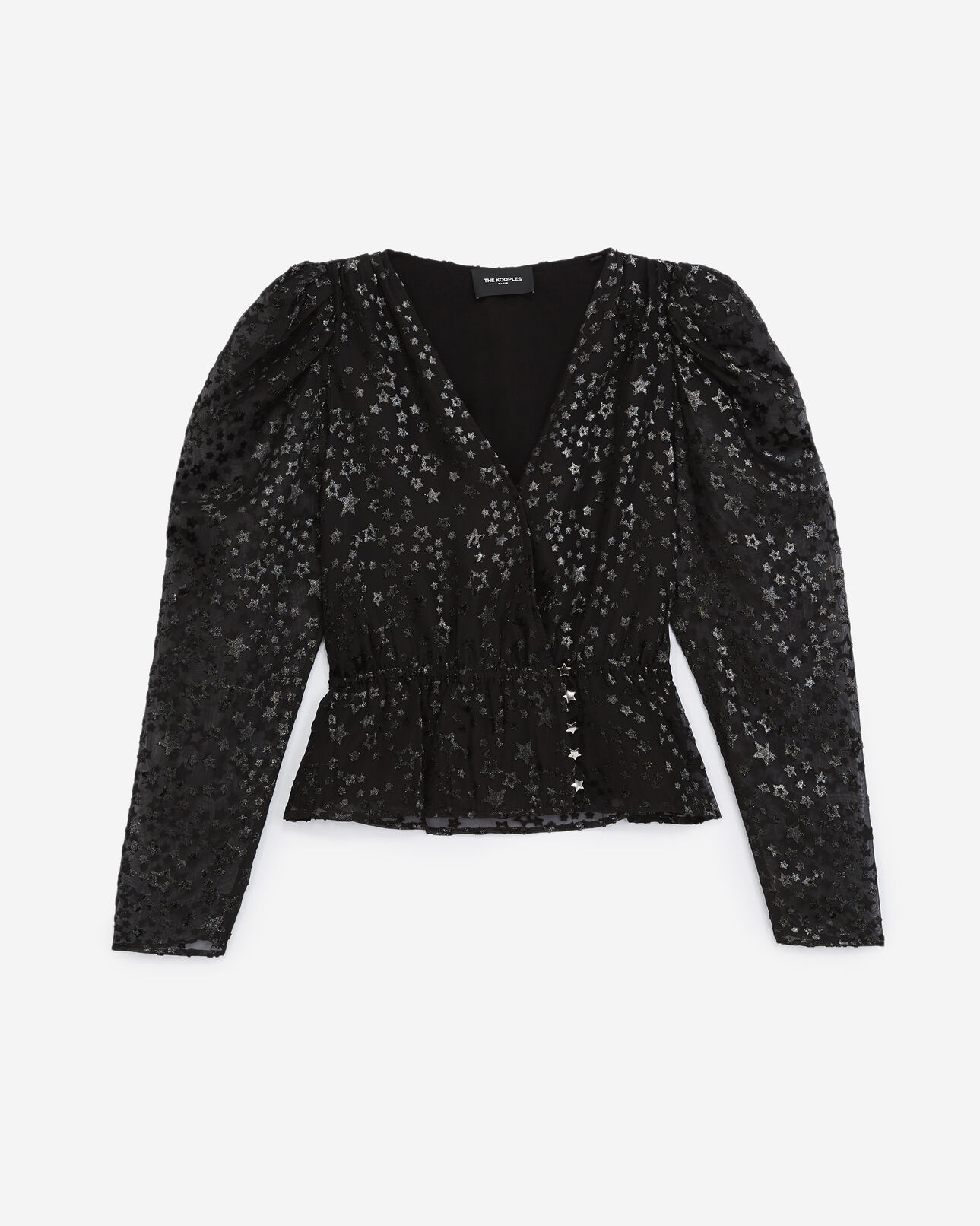 The Kooples MUJER BLACK top terciopelo devoré negro motivo estrella