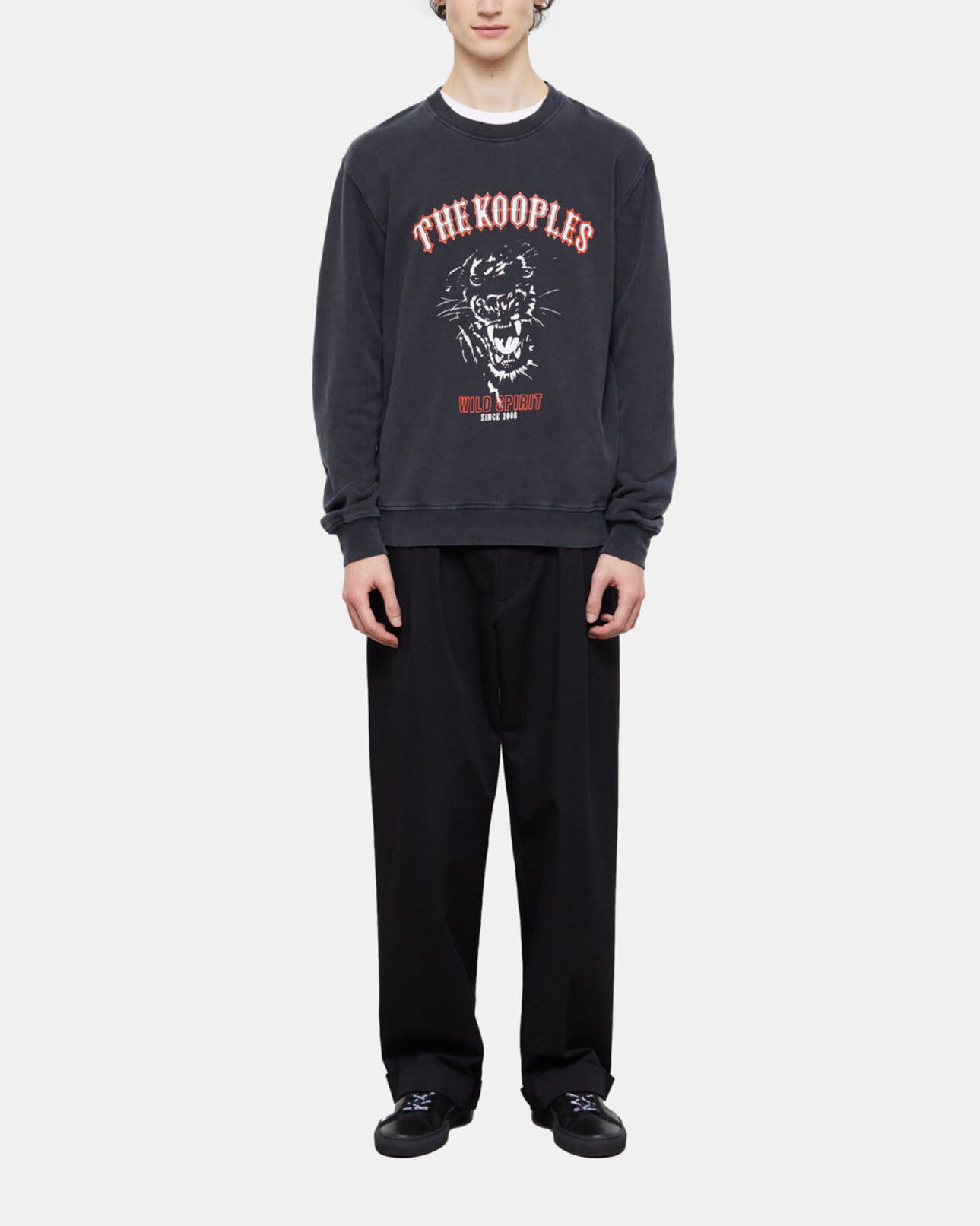 The Kooples HOMME BLACK WASHED sweatshirt sérigraphié noir