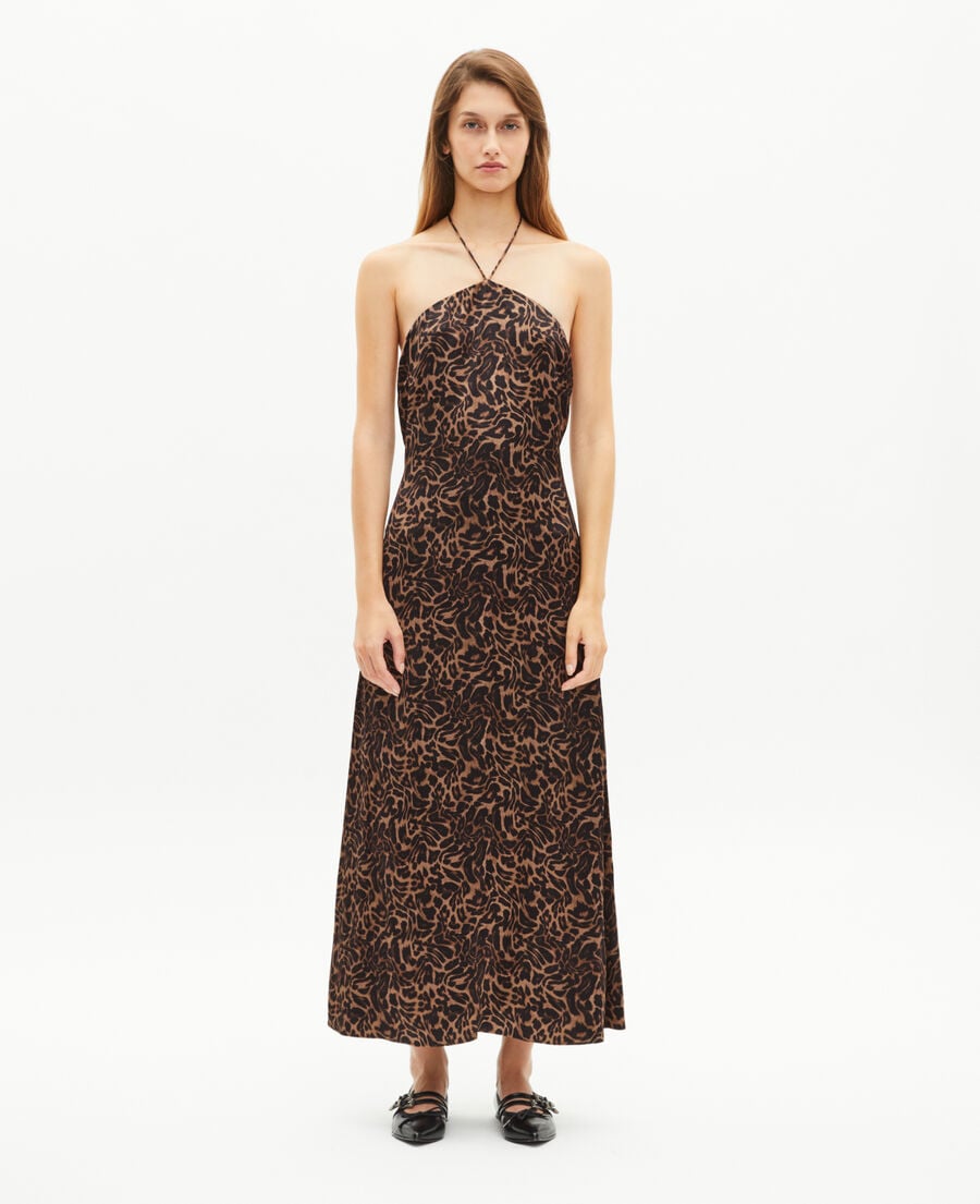 The Kooples DAMEN LEOPARD langes, ärmelloses kleid mit leopardenmuster