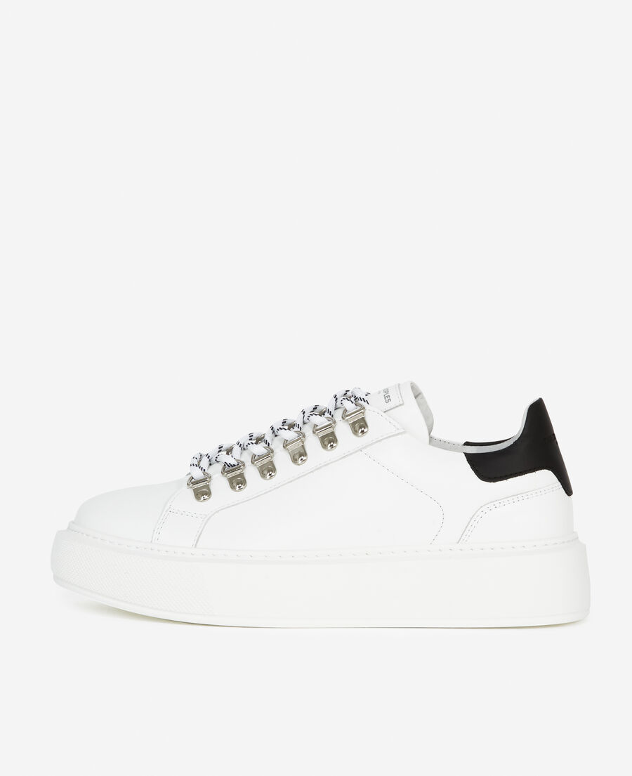 white smooth leather sneakers with detail