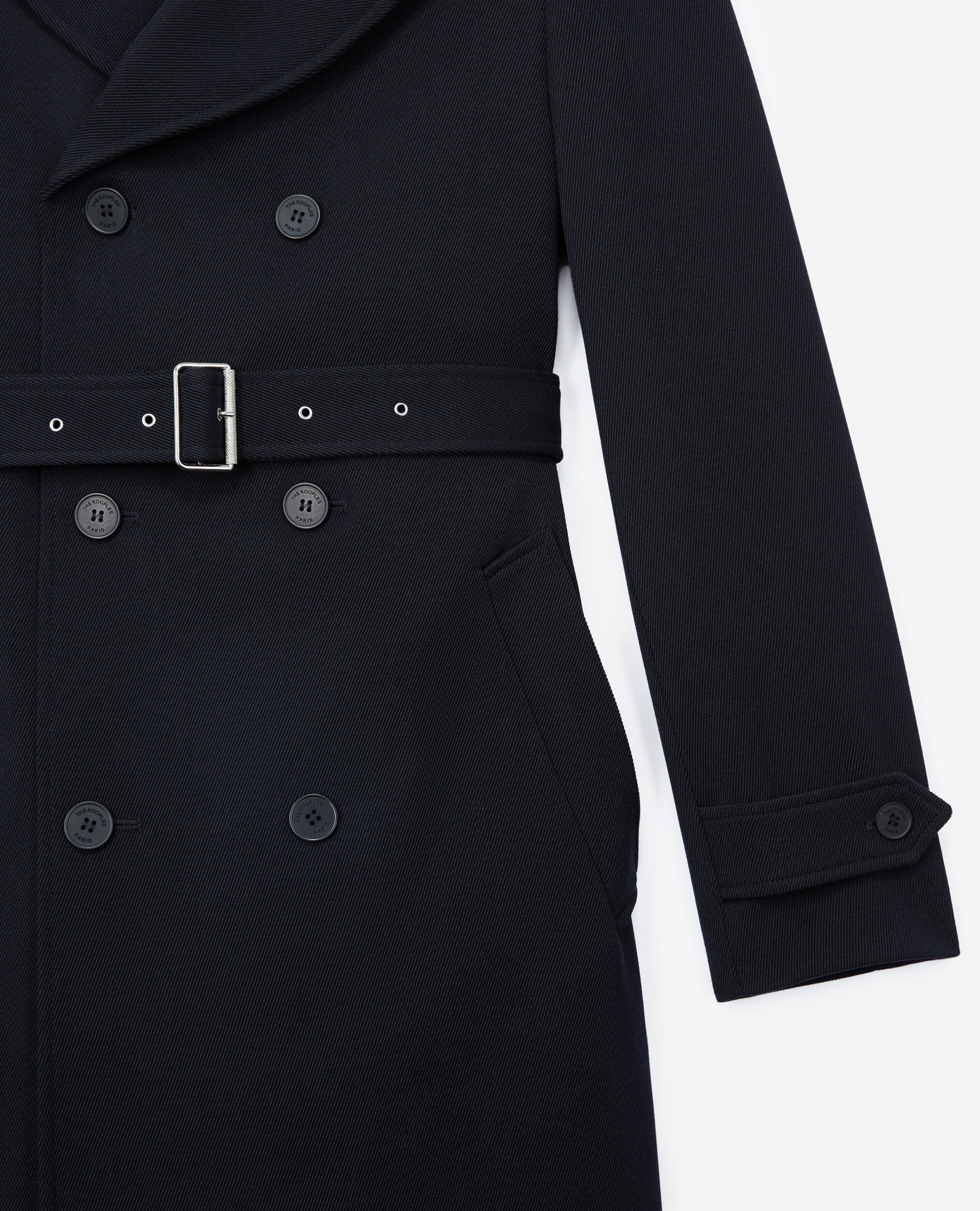 Navy blue trench coat with quilted lining | The Kooples