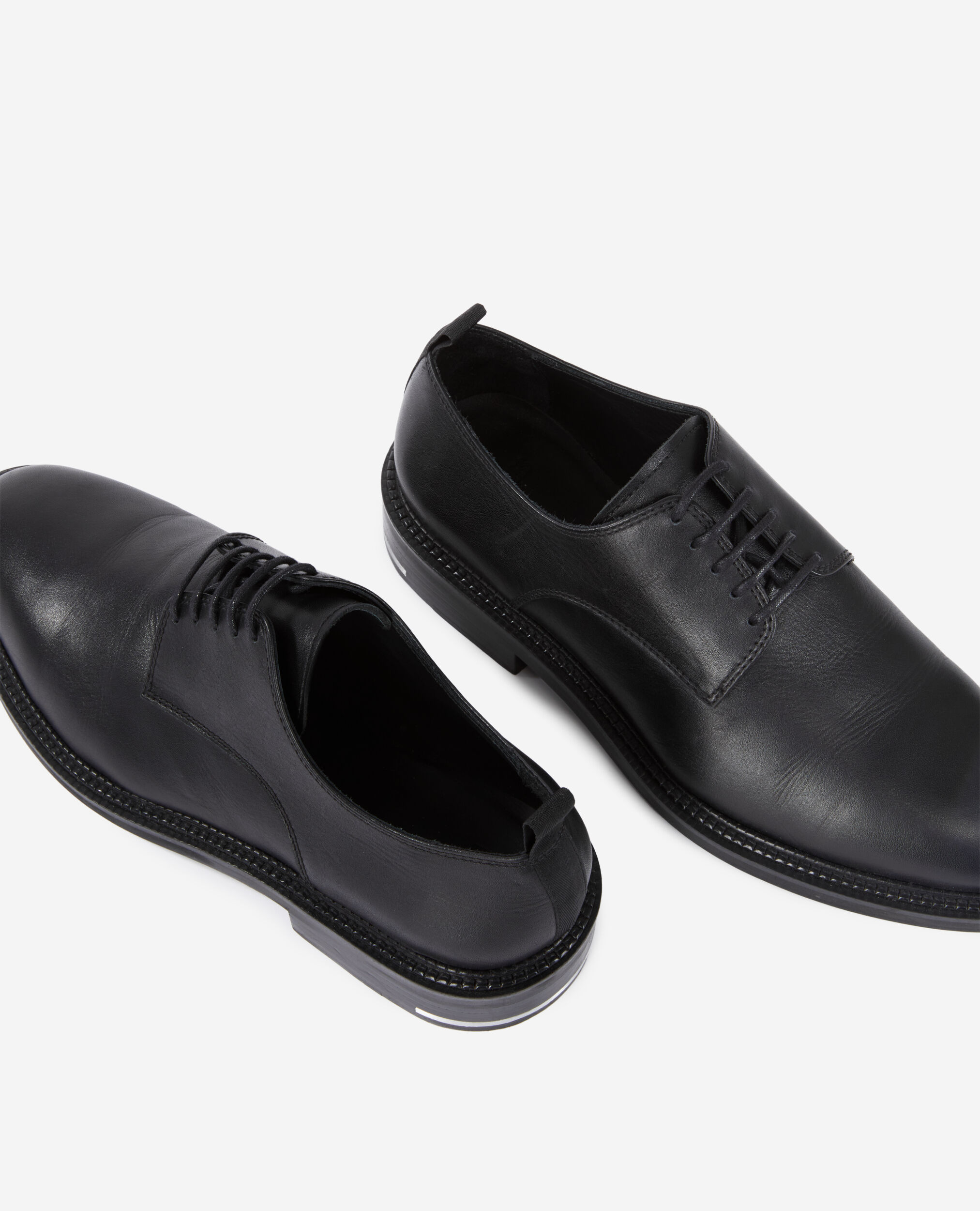 Black leather lace-up shoes, BLACK, hi-res image number null