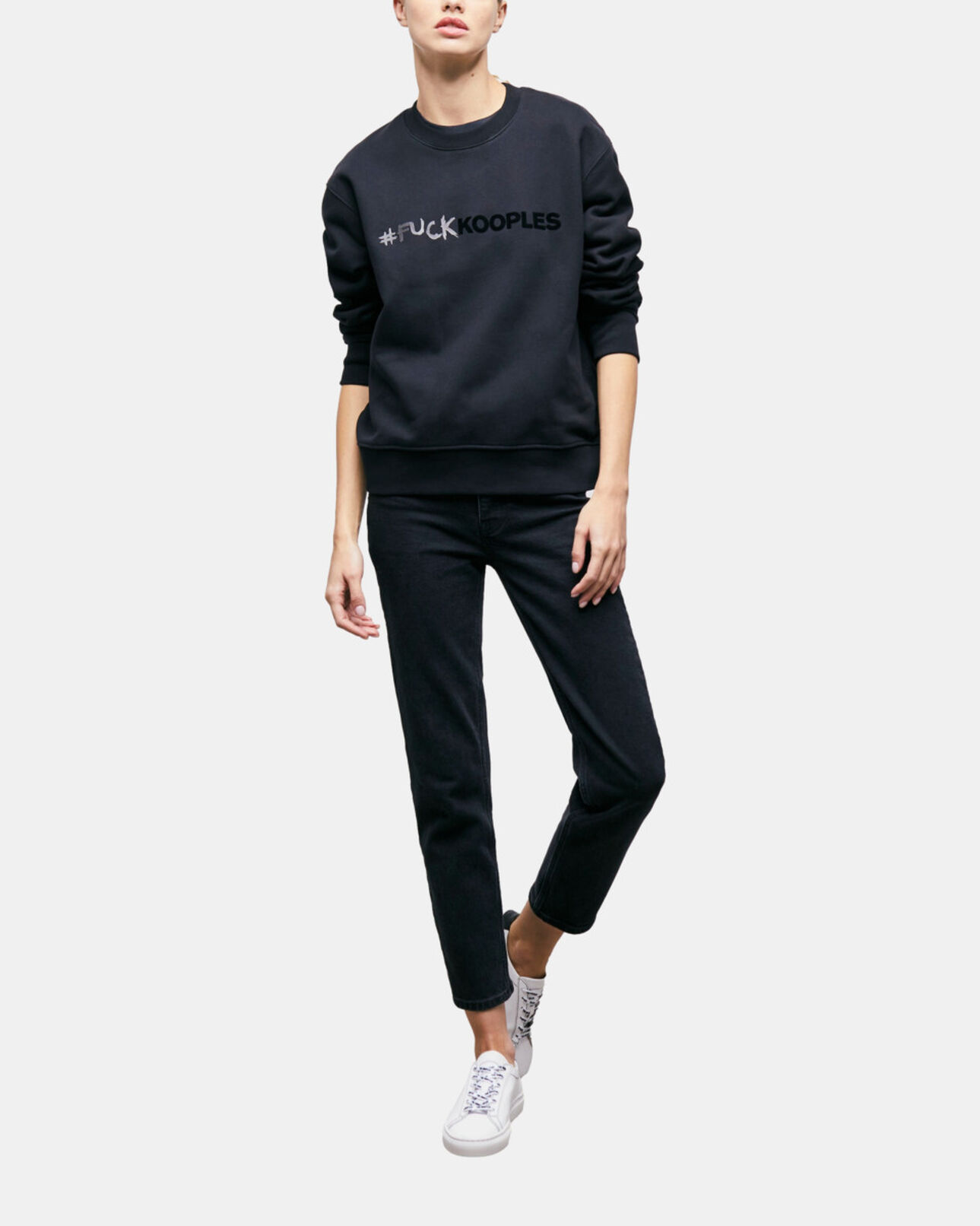 The Kooples MUJER BLACK sudadera logotipo negra
