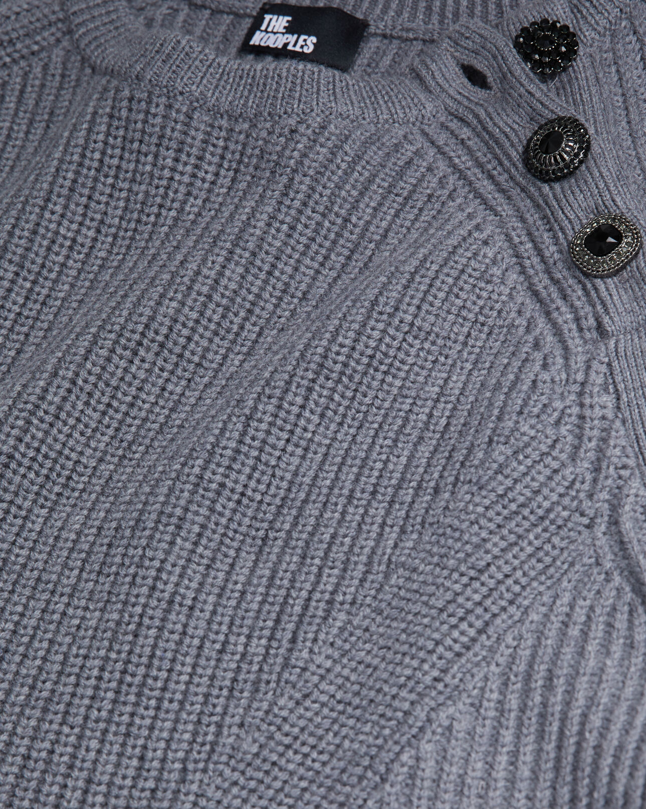 The Kooples WOMEN MIDDLE GREY MEL grey wool sweater with bijou buttons