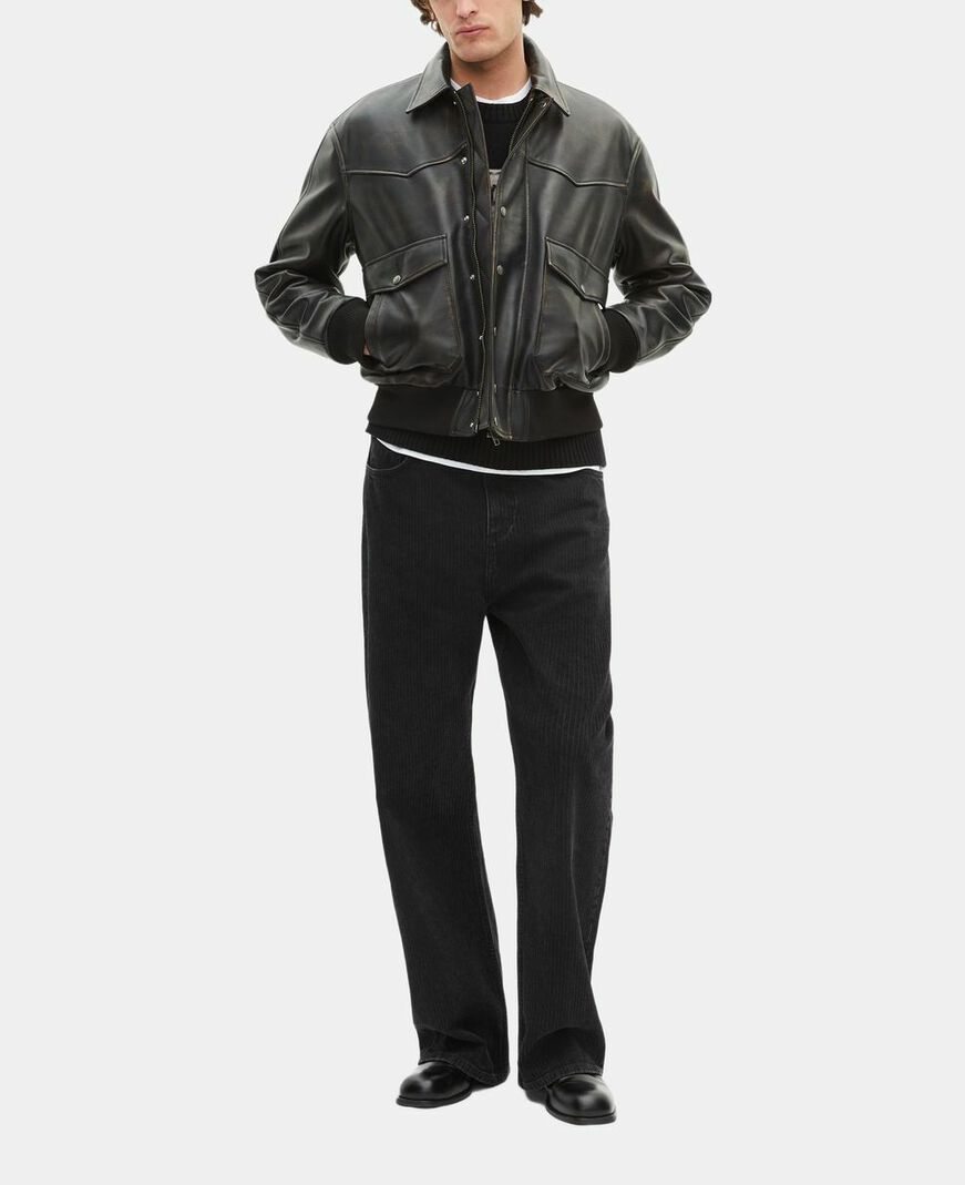 The Kooples MEN DARK BROWN brown leather jacket