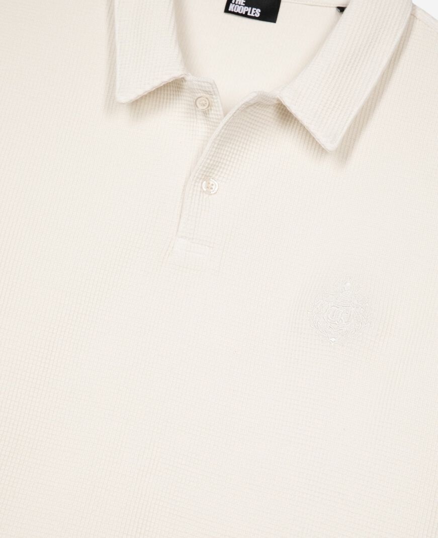 The Kooples HOMBRE ECRU polo nido de abeja con escudo crudo