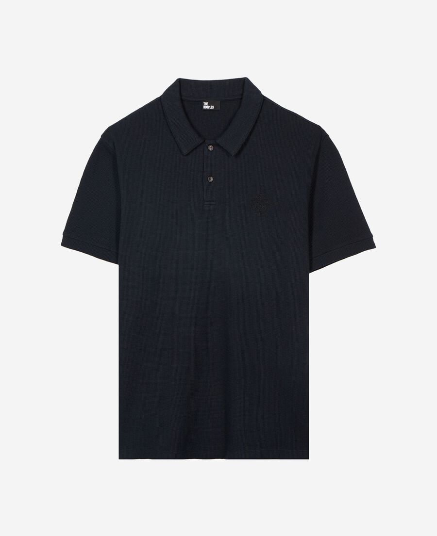 The Kooples HERREN DARK NAVY poloshirt aus wabenstoff mit marinewappen