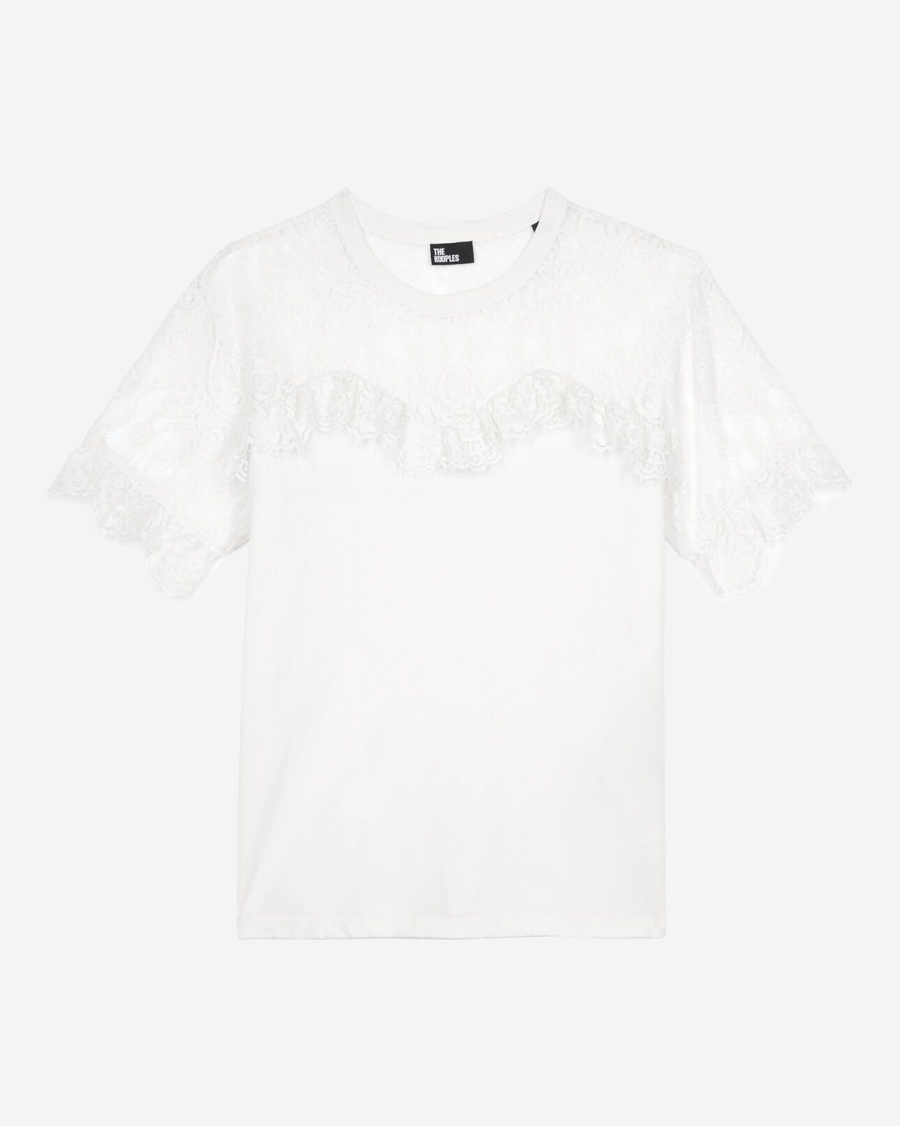 The Kooples MUJER ECRU camiseta encaje blanco crudo