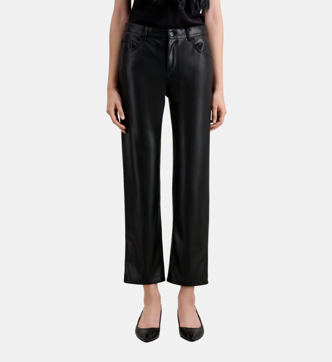Black leather hotsell effect trousers