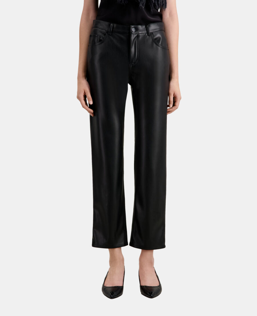 black leather effect trousers