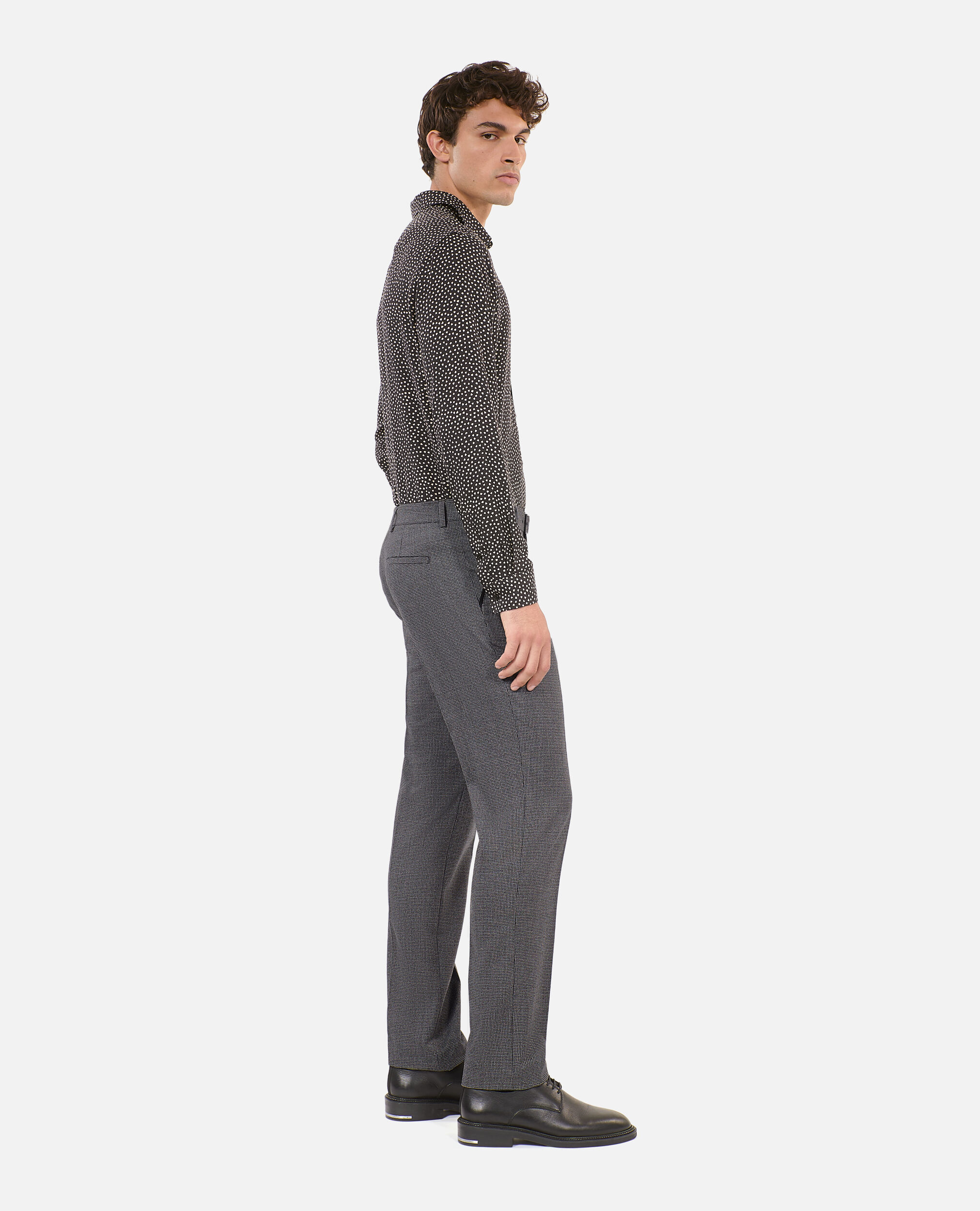 Black and white houndstooth suit trousers, BLACK GREY, hi-res image number null