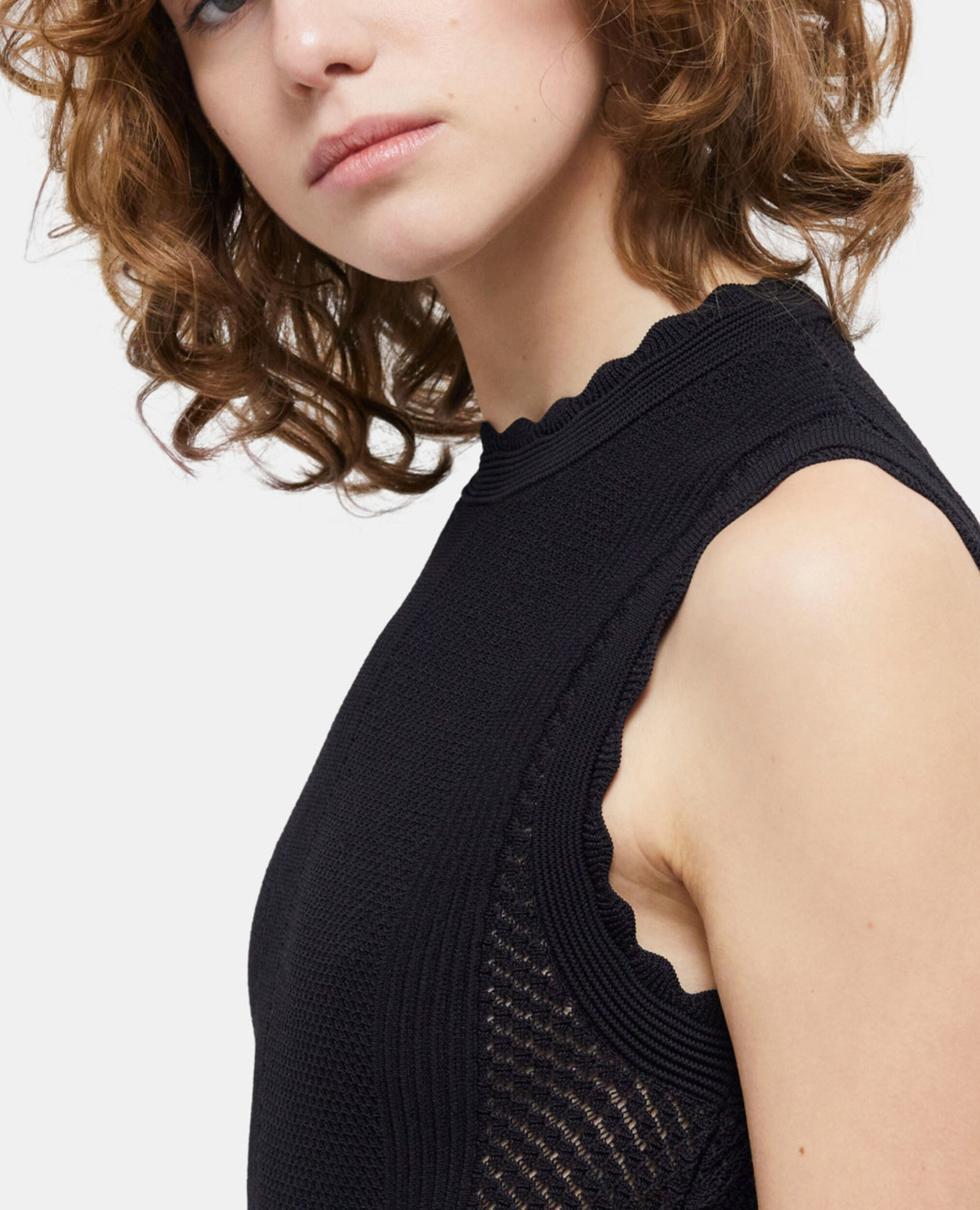 Robe courte noire en maille, BLACK, hi-res image number null