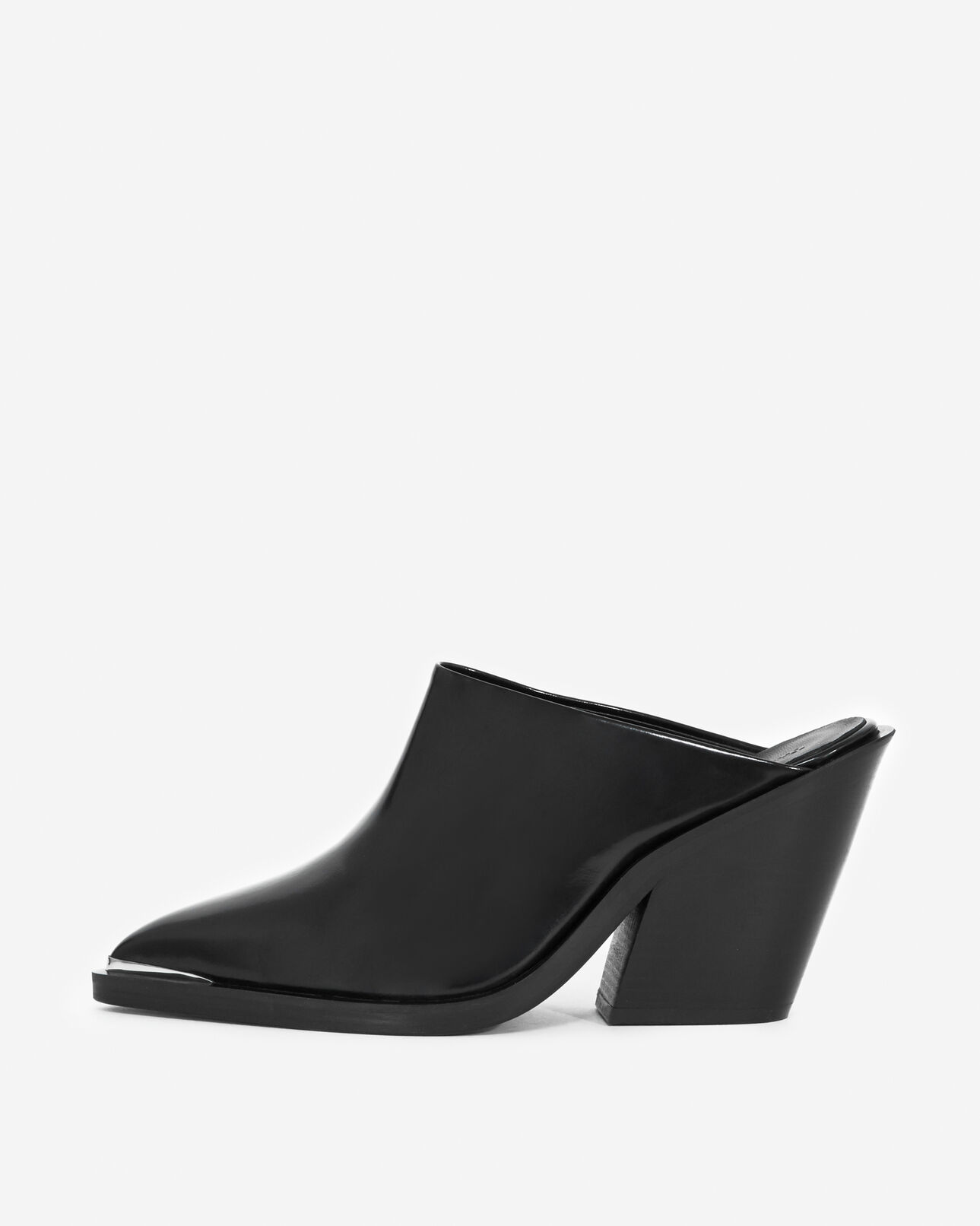 The Kooples FEMME BLACK mules cuir noir style western