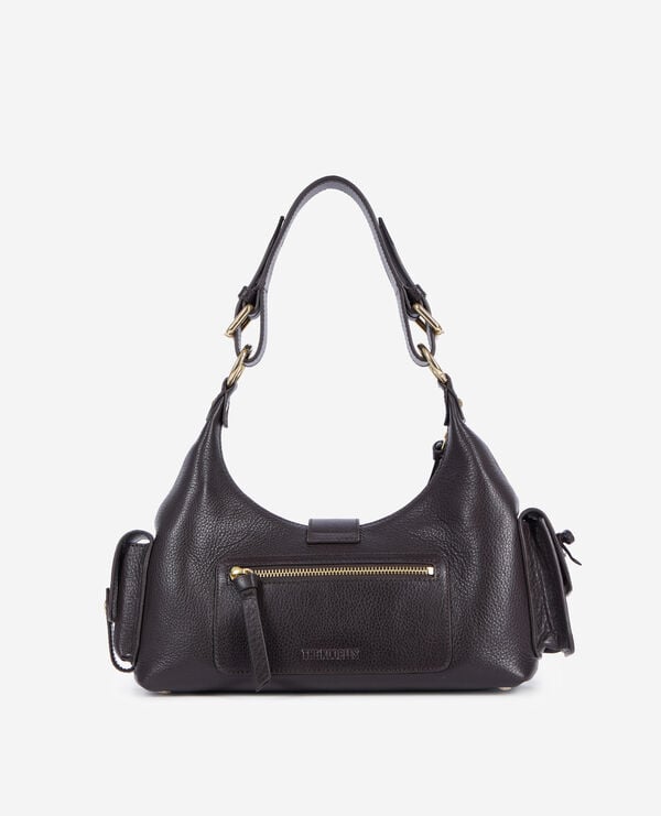 The Kooples FEMME BROWN sac amelia en cuir grainé marron