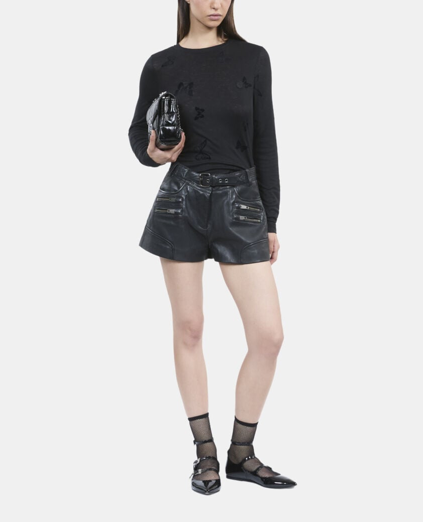 The Kooples DAMEN BLACK langärmeliges, schwarzes t-shirt