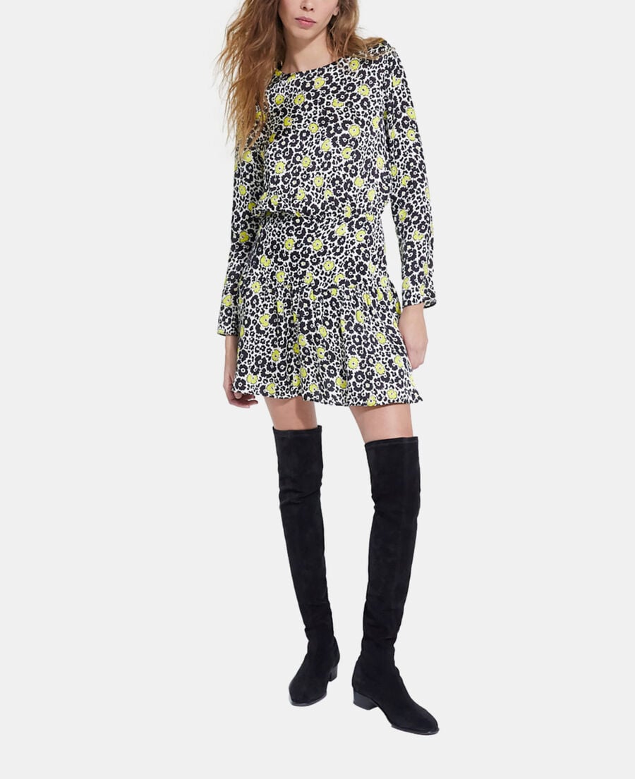 The Kooples WOMEN ECRU / YELLOW short floral dress