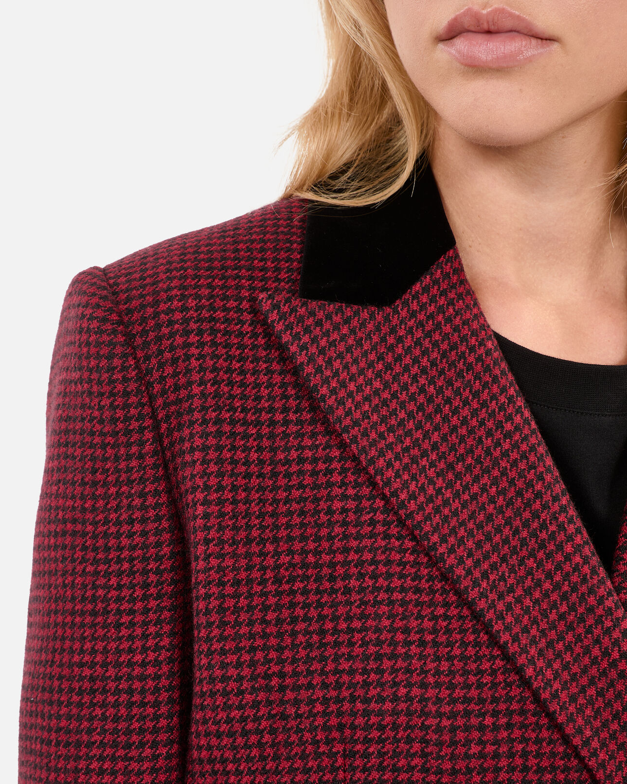 The Kooples WOMEN BLACK - RED black and red houndstooth blazer