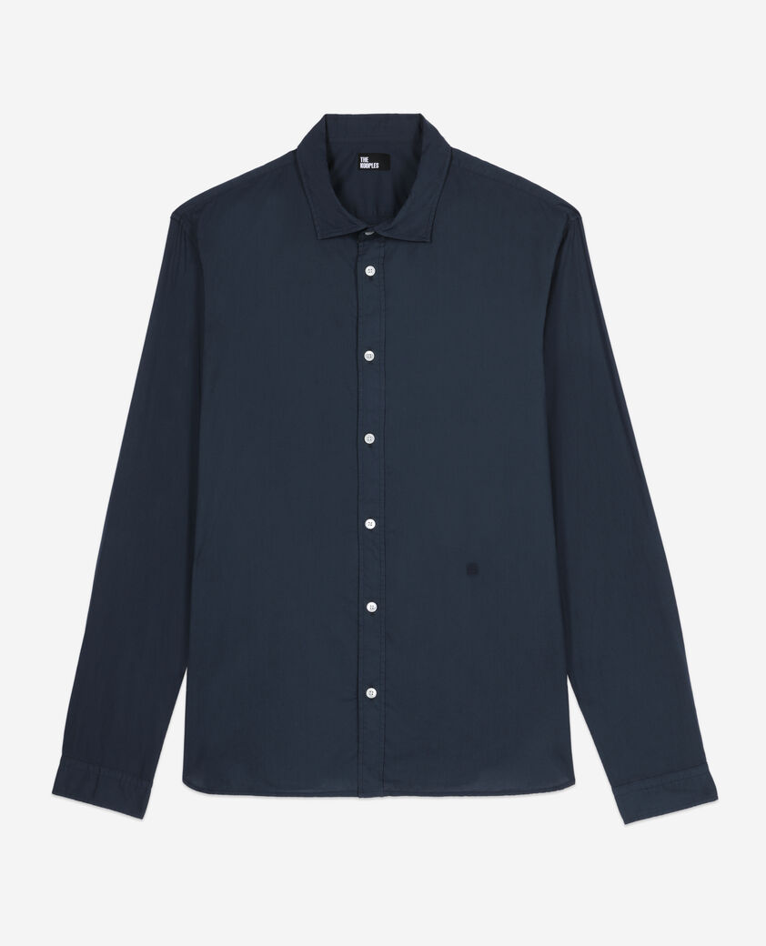 The Kooples MEN NAVY navy blue cotton voile shirt