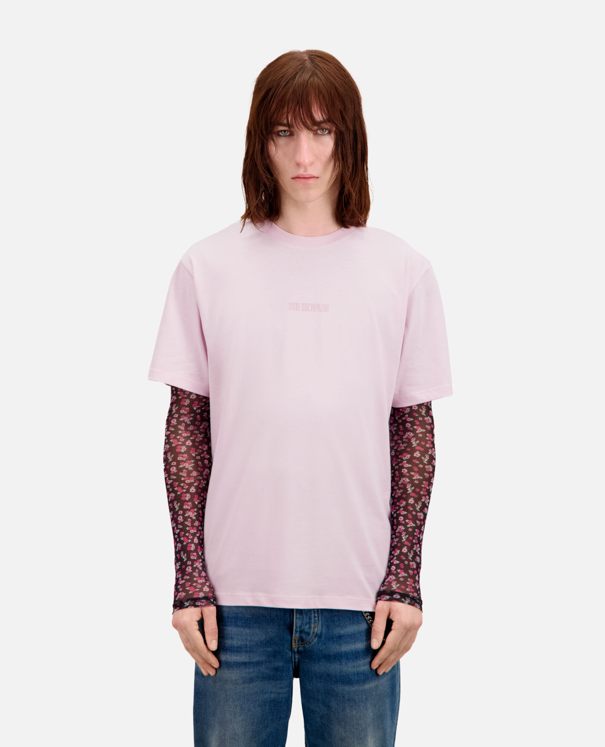 Rosa T-Shirt Herren mit Logo, PALE PINK, hi-res image number null