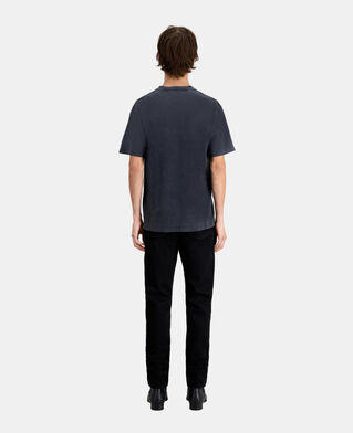 The Kooples H BLACK WASHED men's black t-shirt with racing skull serigraphy