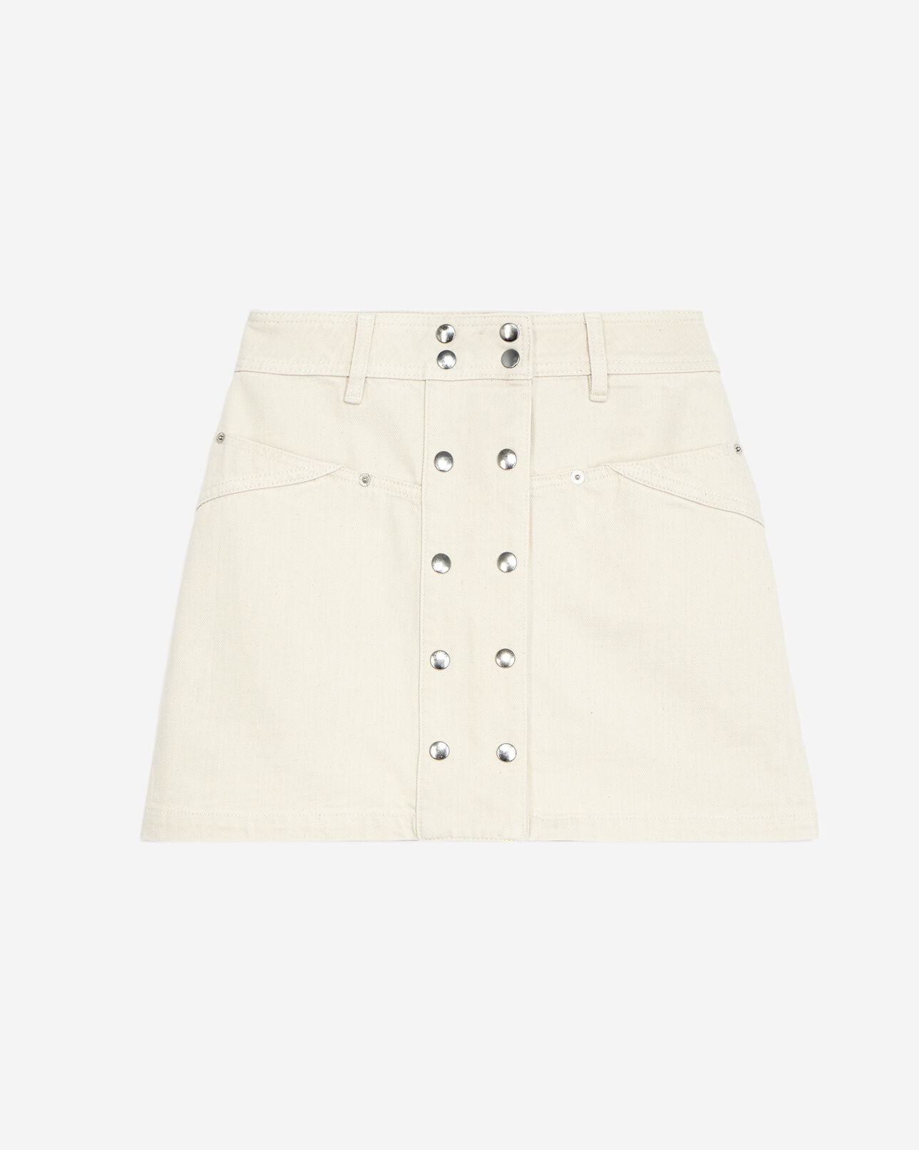 The Kooples FEMME NATURAL jupe courte jean écrue double boutonnage