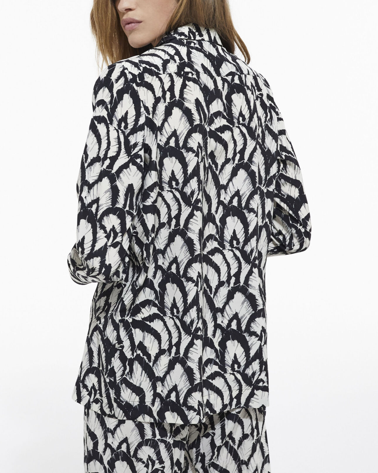 The Kooples FEMME OFF WHITE / BLACK chemise en soie imprimée