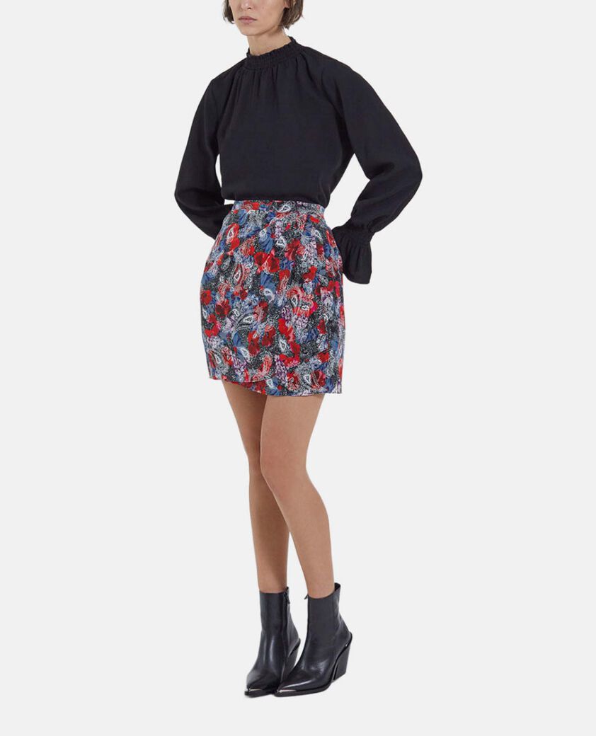 The Kooples FEMME RED jupe courte en soie imprimé fleuri