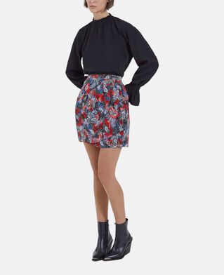 The Kooples FEMME RED jupe courte en soie imprimé fleuri