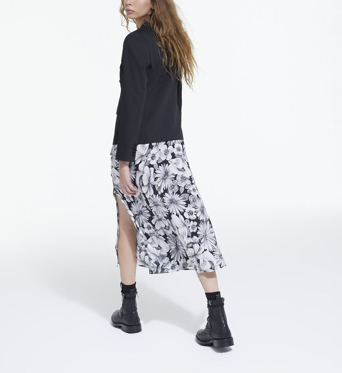 Jupe longue en soie fleurie The Kooples France
